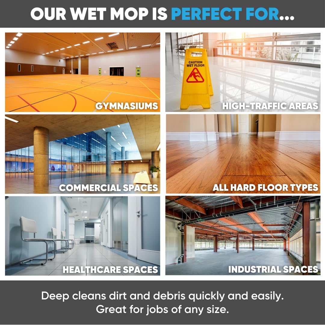 Microfiber Wholesale 24 inch Microfiber Mop Pads - Machine Washable, Reusable, Refills & Replacement Wet Mop Heads Compatible with Any Microfiber Flat Mop System (3 Pack)