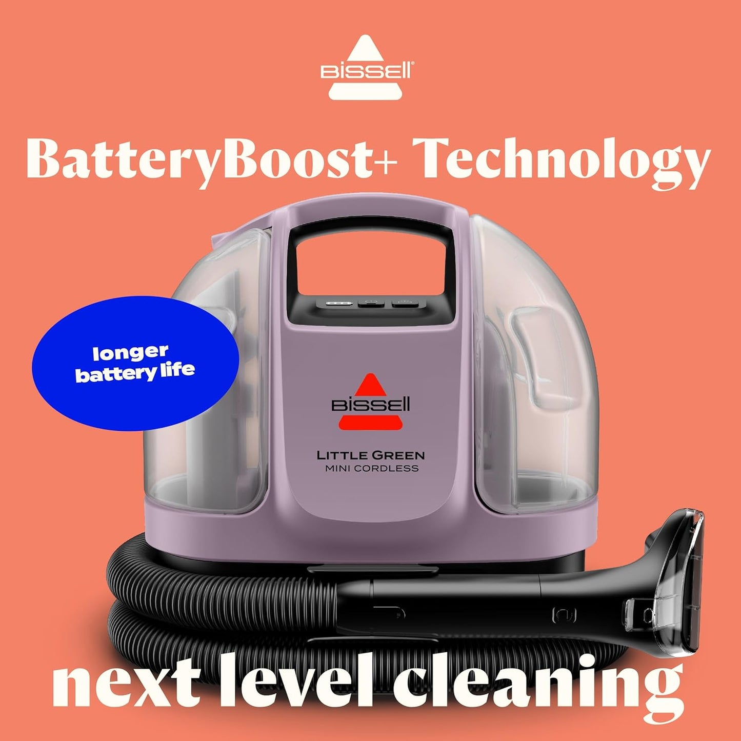 BISSELL Little Green Mini Cordless Portable Carpet and Upholstery Deep Cleaner, Car/Auto Detailer, with HydroRinse Self-Cleaning Tool and 4" Tough Stain Tool, Limited Edition Color Dusk Pink, 4015F