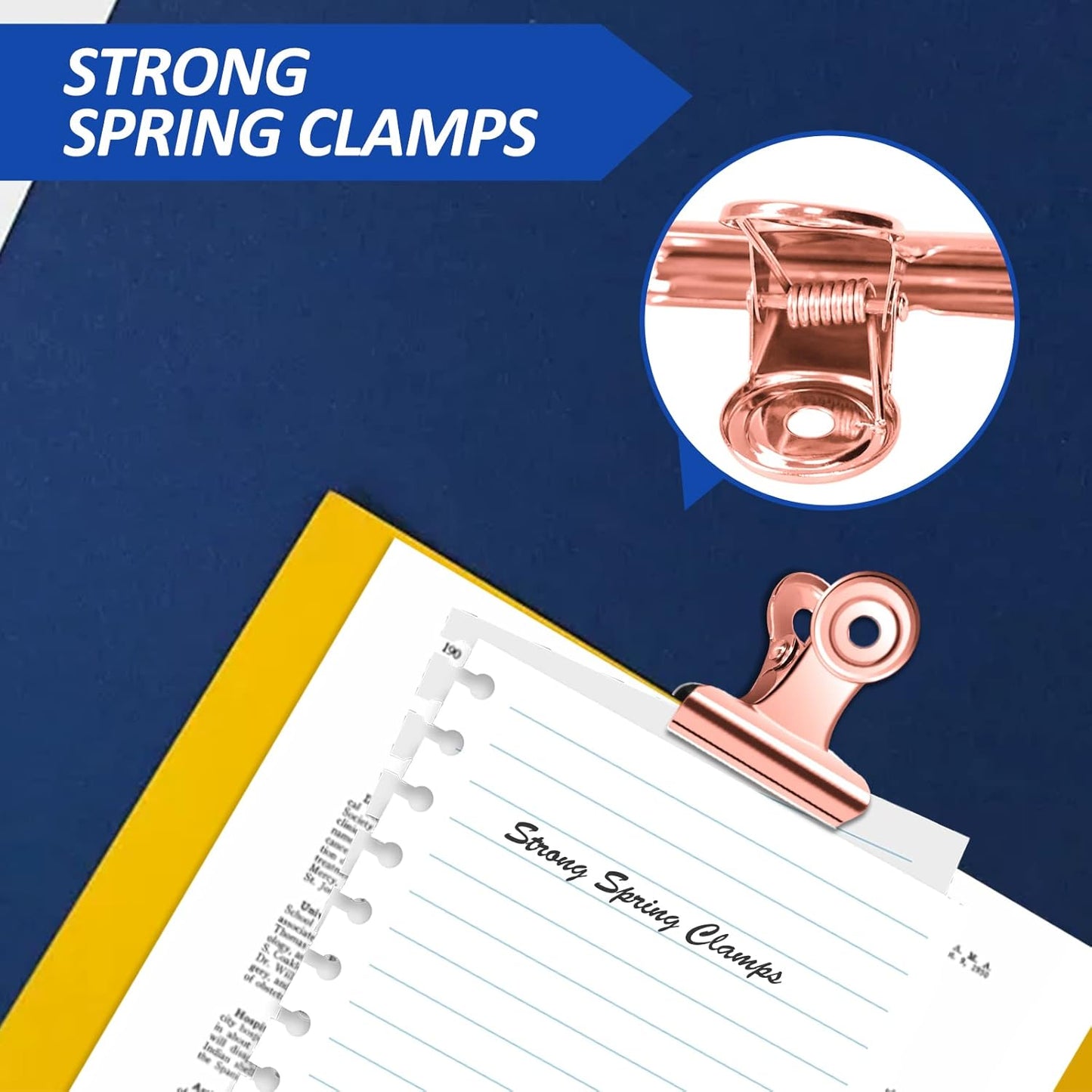 30 Pack Small Rose Gold Bull Clips, 1.22 Inch Mini Metal Hinge Clips for Office, Home, School, Shops