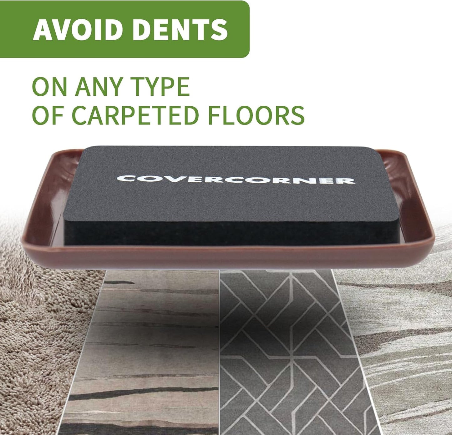 Furniture Sliders for Carpet 8 PCS - 3 1/2 inch Furniture Moving Slider Chair Legs Floors Protectors Square Furniture Movers Sliders – Move Your Furniture Easy & Safely(for Carpet)-Brown