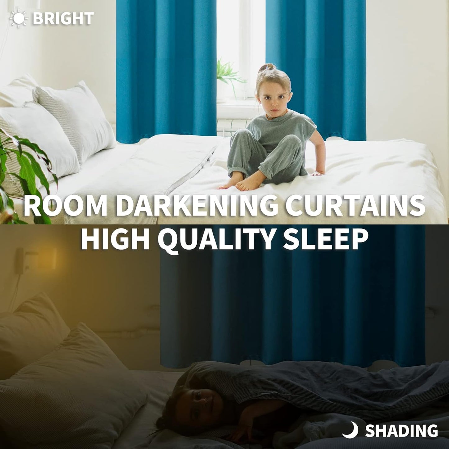 BGment Peacockblue Blackout Curtains 54 Inch Length for Bedroom - Short Thermal Insulated Window Drapes Room Darkening with Rod Pocket for Kitchen Bathroom Living Room, 42 x 54 Inch, 2 Panels