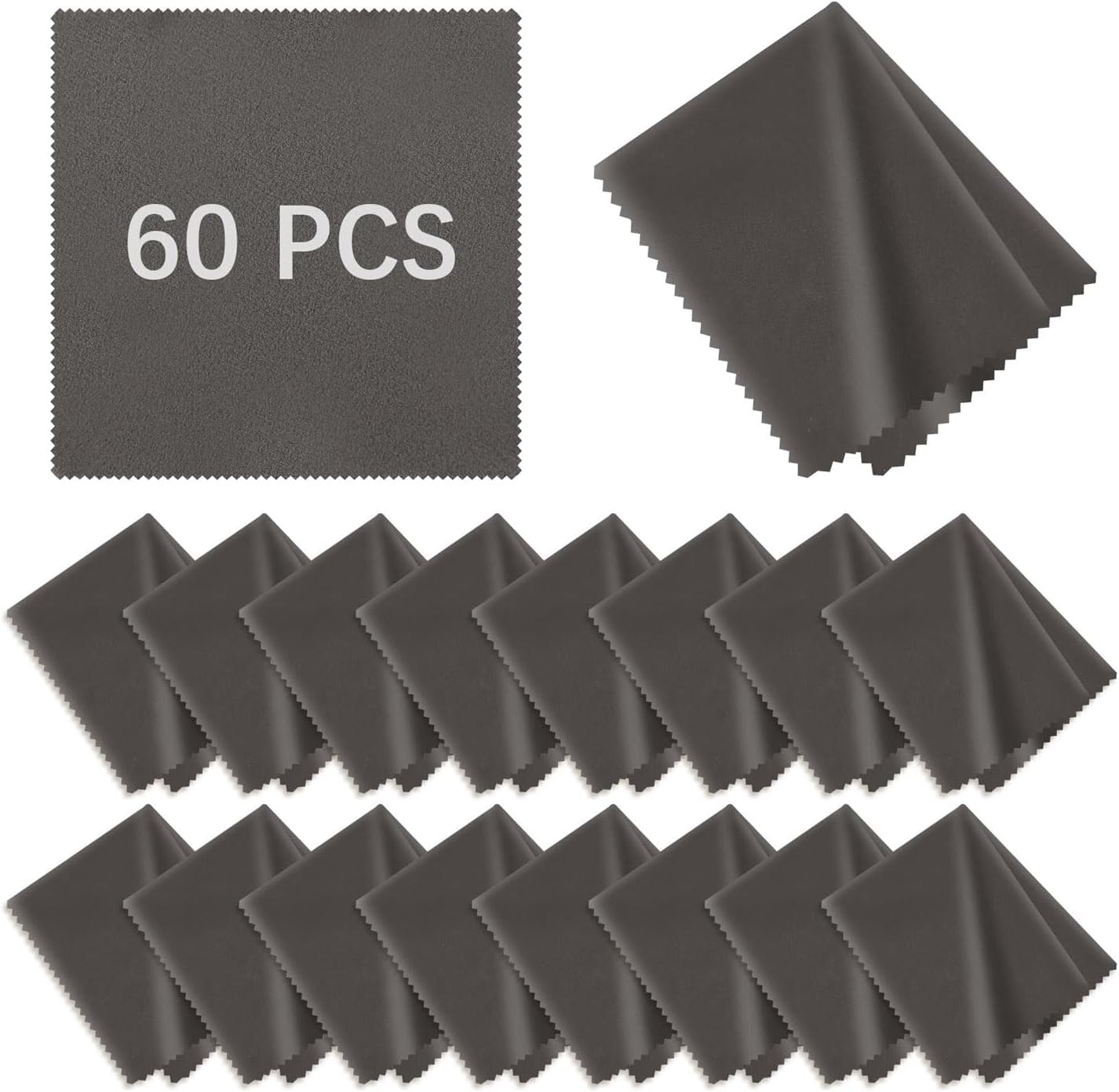 60 Pack Microfiber Cleaning Cloth for Glasses (5.5"x5.5"), Eye Glasses Clean Cloths Bulk Microfiber Lens Cleaner Cloth for Eyeglasses, Lenses, Silverware, Camera, Phones and Laptops