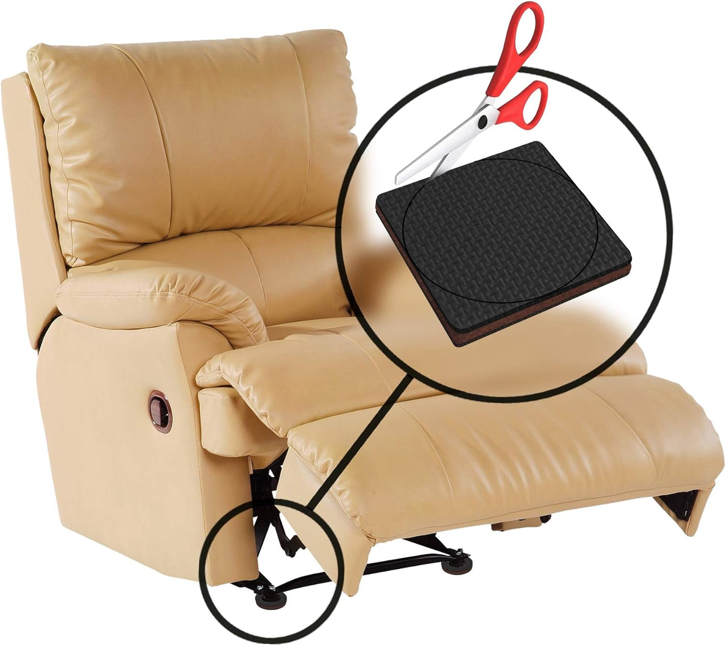 GorillaPads Non-Slip Furniture Pads/Grippers, Rubber Floor Protectors for Under Furniture, Black (2.5" Pre-Scored)