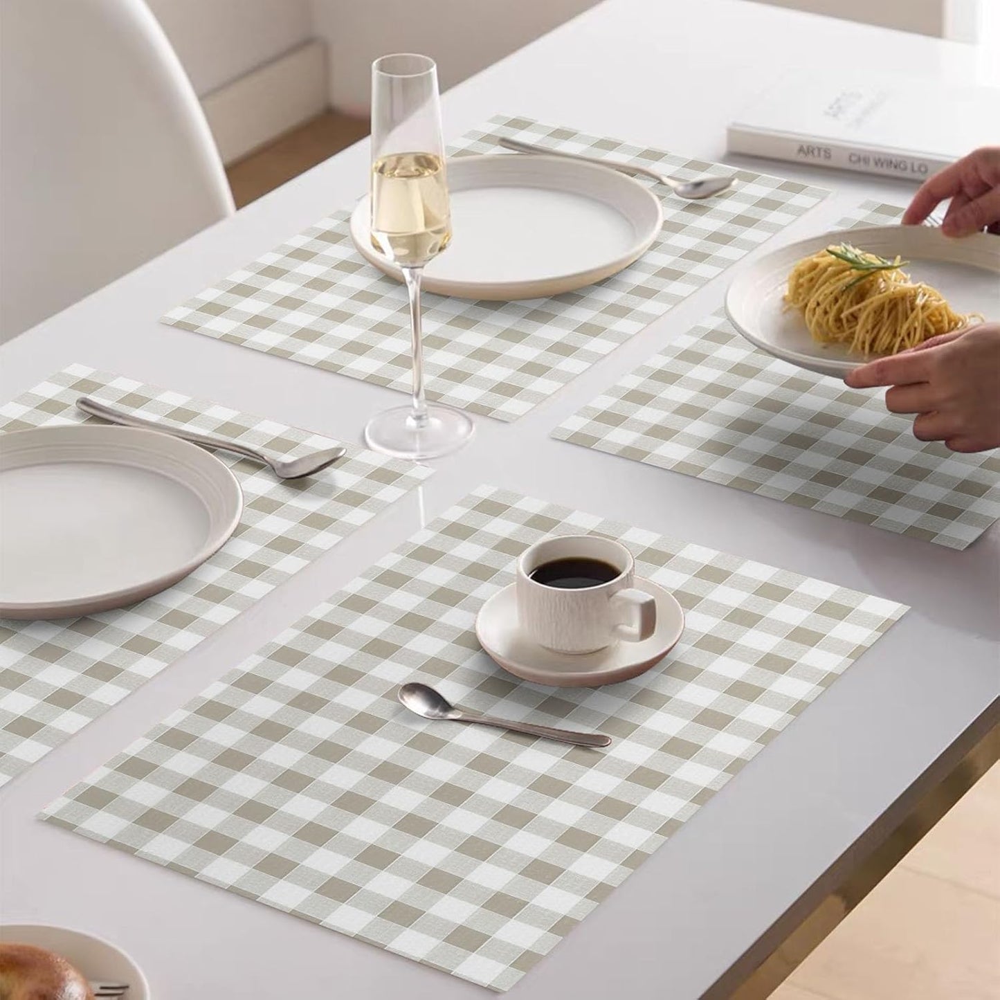 Drawer Shelf Liner, Non-Slip Kitchen Cabinet Liners Non-Adhesive Thick Strong Grip Waterproof Mats Protect Dresser Shelves Cupboard Bathroom Cabinets, Green Plaid, 23.6 in X 30 FT