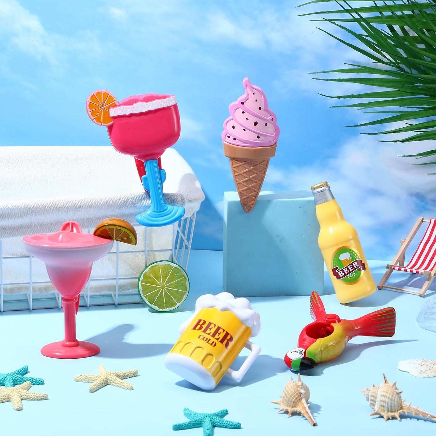 Honoson 12 Pcs Beach Towel Clips Beach Chairs Clips Plastic Swimming Pool Towel Holders Jumbo Size Funny Clothespins for Patio Holiday Pool Blanket Decoration (Vibrant)