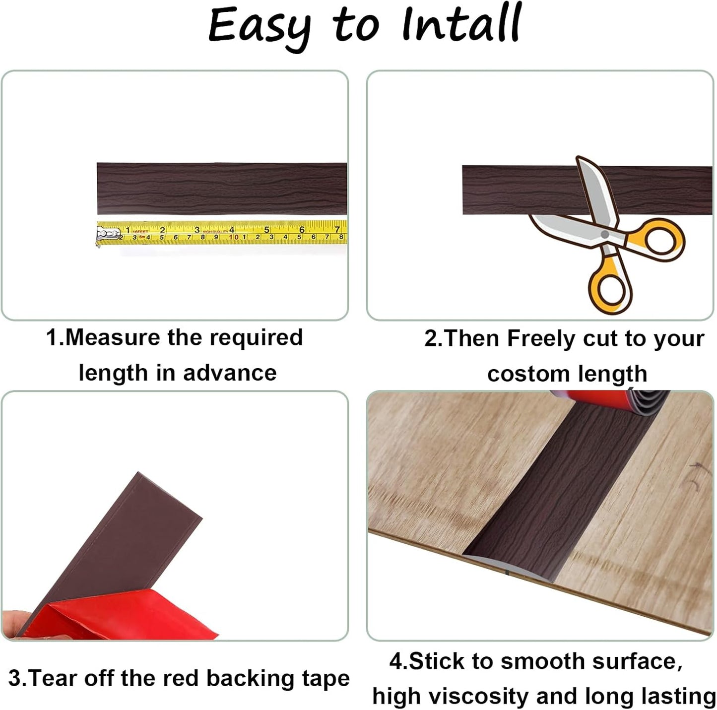 Floor Transition Strip & Self Adhesive Floor Vinyl Floor Edge Trim Laminate Floor Gap Covering Joining Strip