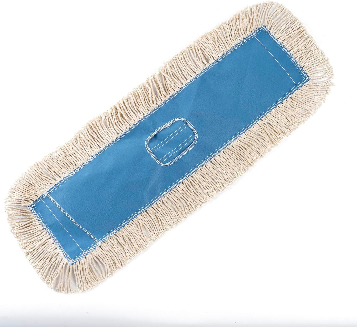 Matthew Cleaning 24'' Industrial Strength Cotton Dust Mop Refill Washable Replacement Heads for Residential & Commercial Use Fit Standard Dust Mop Frames, Hardwood,Concrete Floors Blue&White 1 Pack