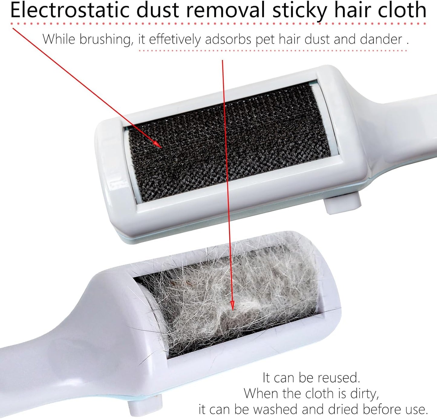 3 Packs Pet Hair Remover Roller Lint Brush and Reusable Lint Roller Dog & Cat Hair Remover for Rug, Furniture, Couch, Car, Carpet, Clothes and Bedding Multi-Surface Fur Removal Tool