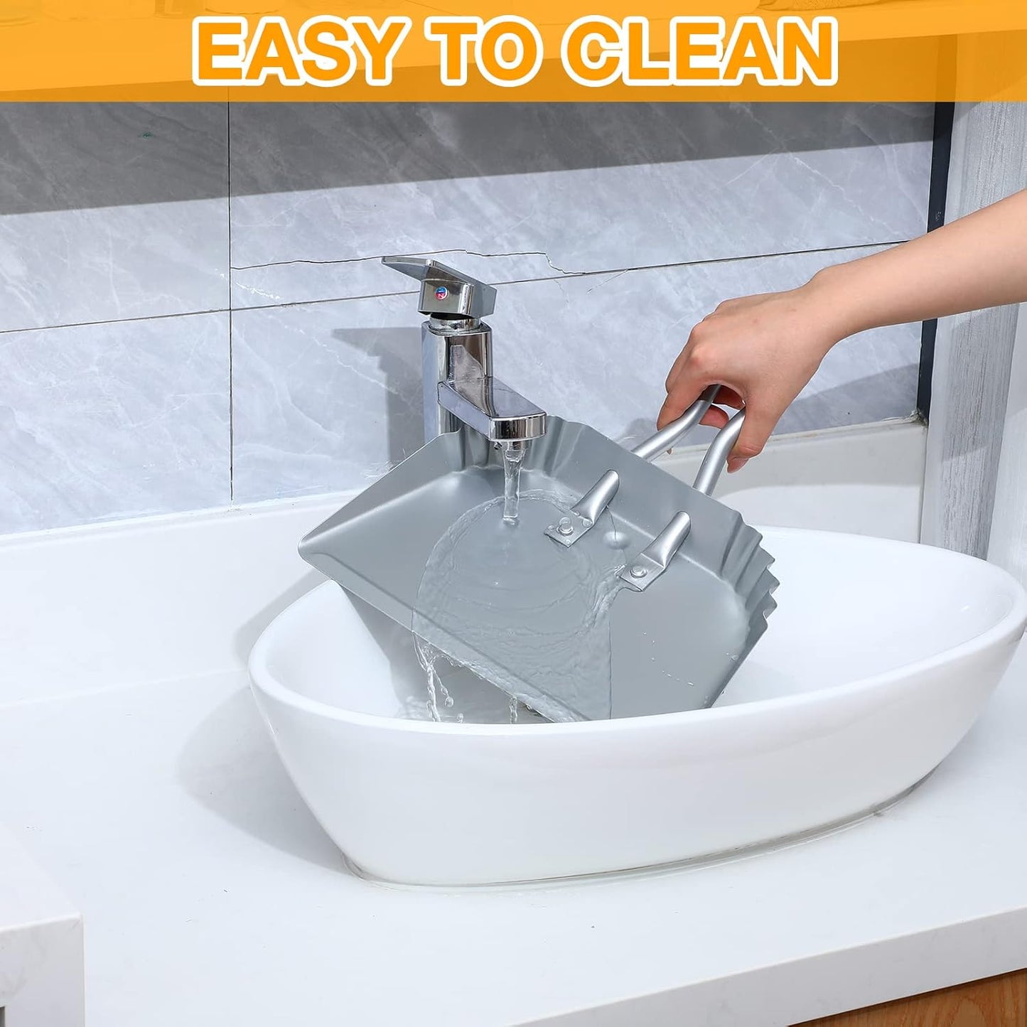 Mumufy 4 Pack 12 inch Heavy Duty Metal Dustpan Large Wide Dust Pans for Household Handheld Wide Scooper and Debris Cleaning Tool Ideal for Home and Commercial Use (Silver)