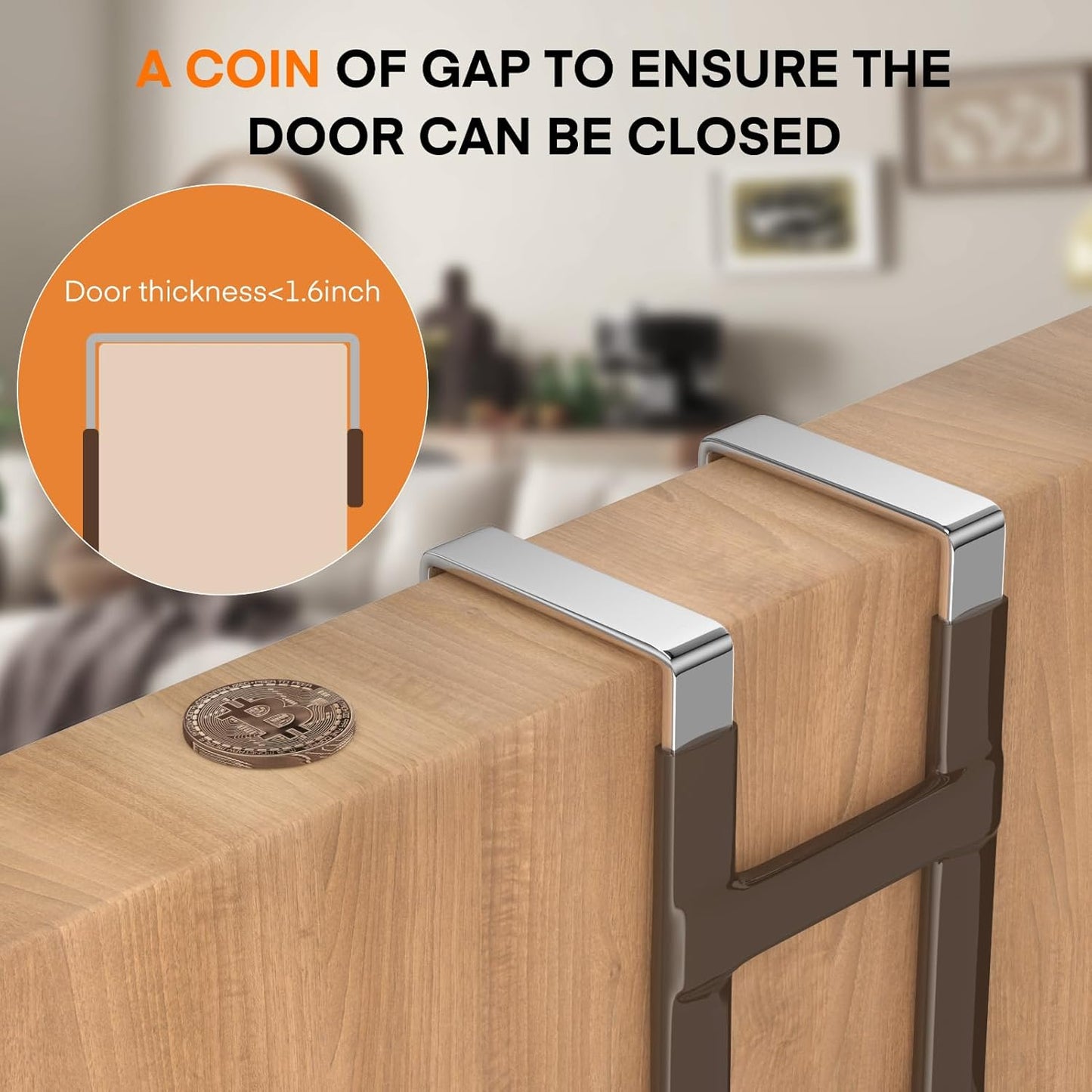 FYY Over The Door Hooks - 2 Pack Heavy Duty Dual-Hook Organizer Hanger with Non-Slip Rubber for Towels, Clothes, Hats & Bags Use in Bathroom, Bedroom, Kitchen - Fits Interior Doors Up to 1.6" Brown