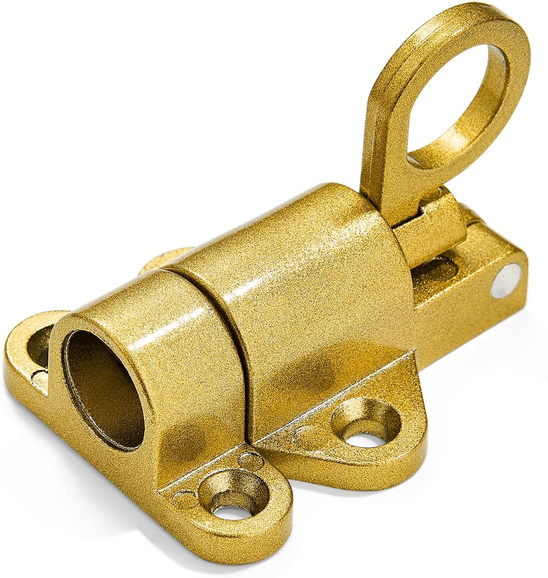 4 Packs Self-Closing Latches，Gold Spring Door Lock，Resilient Bolt Latch Aluminum Alloy Safety Automatic Spring Barrel Slide Door Lock with Screws,Used for Gate,Window and Cabinet etc