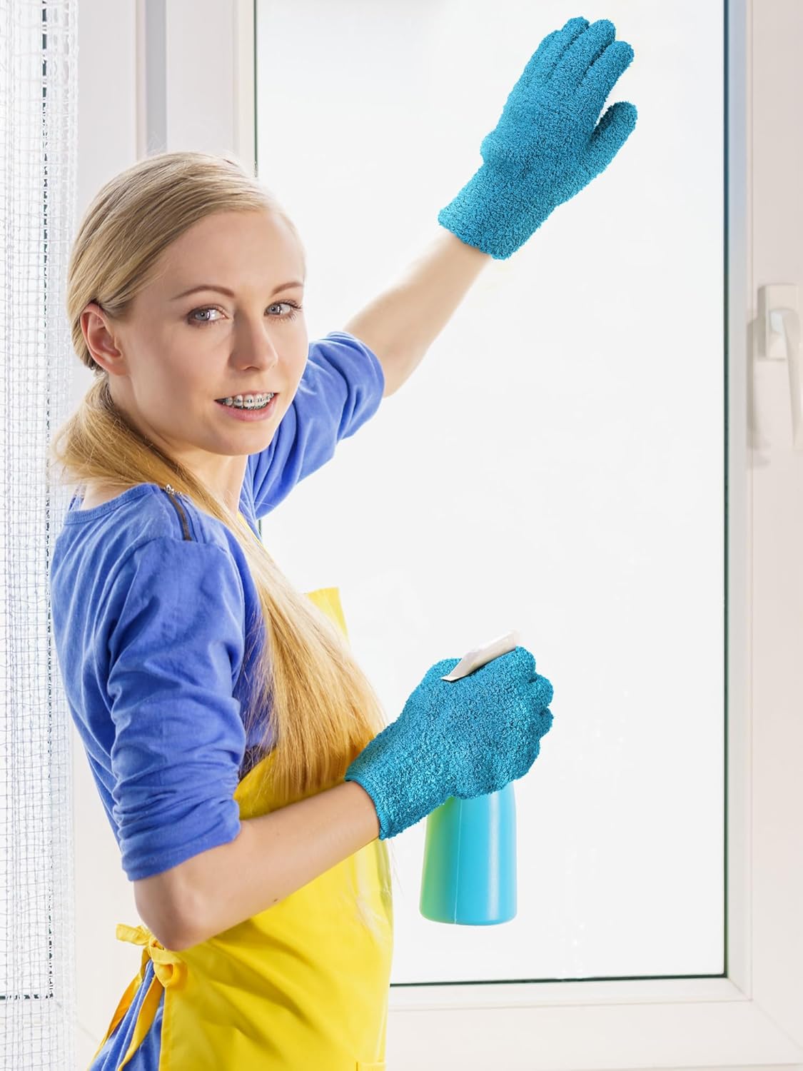 Patelai 3 Pairs Microfiber Plant Dusting Gloves Leaf Cleaning Gloves for Indoor Plants, Blinds, Furniture, House(Medium,Reddish Violet, Blue, Purple)