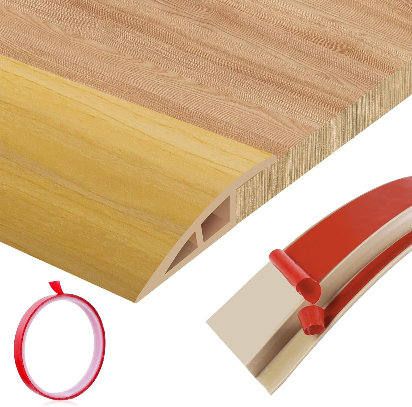 Floor Transition Strip Door Threshold 39" Floor Transition Reducer Trim on The Edges Threshold Strip Self Adhesive Suitable for Doorways, Tiles, Carpet