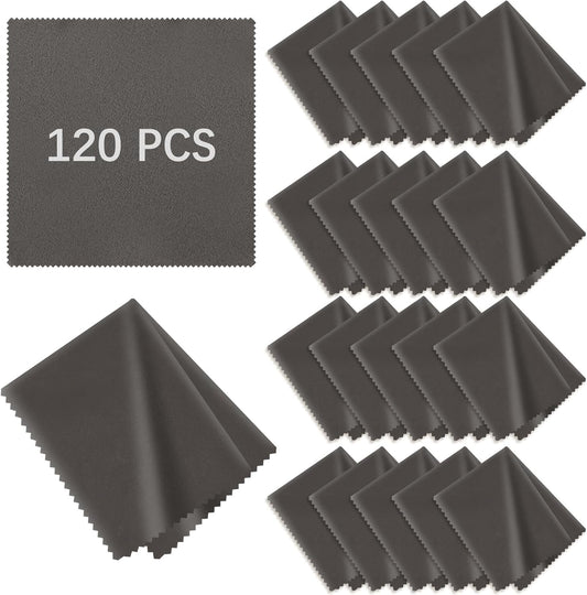 120 Pack Microfiber Cleaning Cloth for Glasses (5.5"x5.5"), Eye Glasses Clean Cloths Bulk Microfiber Lens Cleaner Cloth for Eyeglasses, Lenses, Silverware, Camera, Phones and Laptops