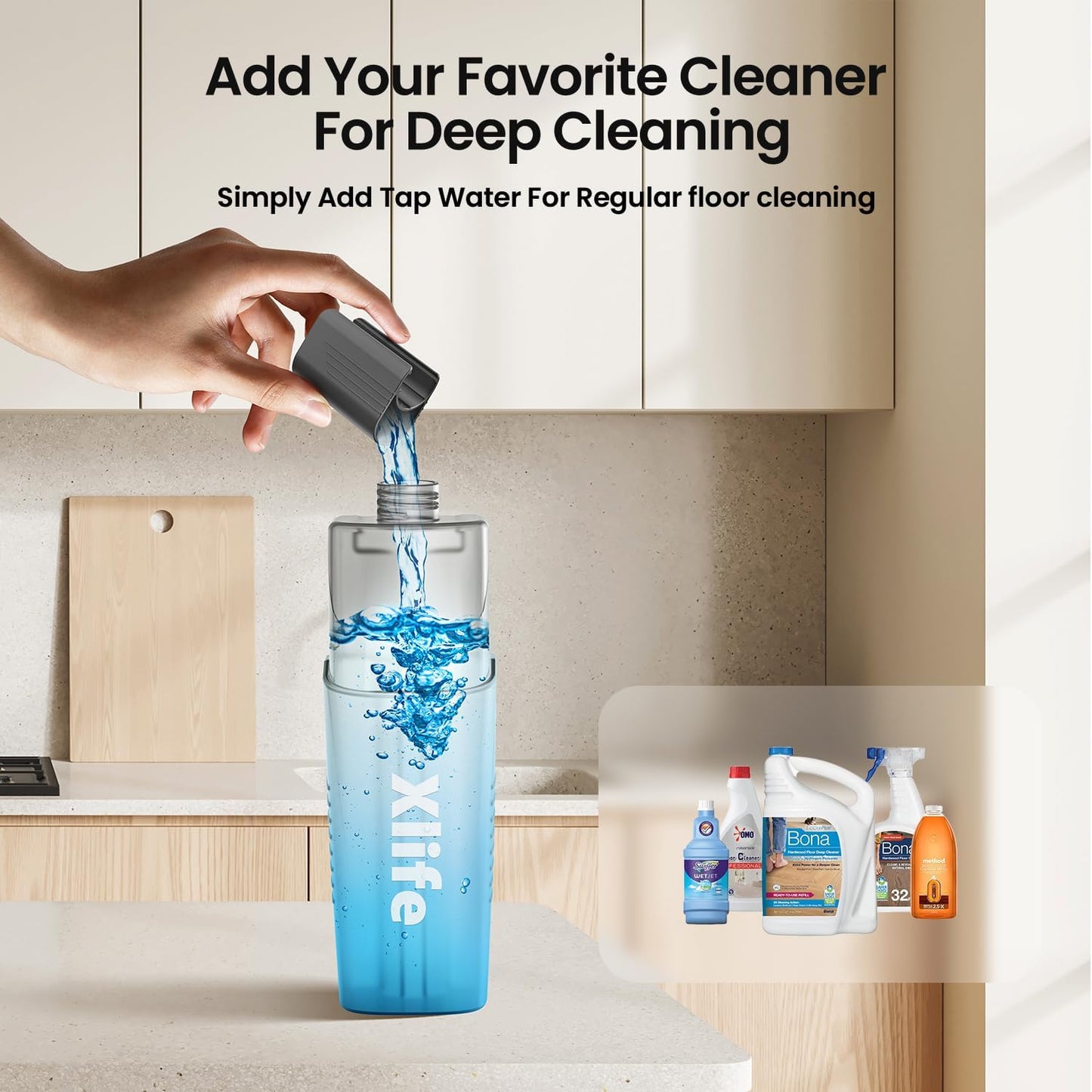 Spray Mops for Floor Cleaning, Xlife Microfiber Dust Mop with 3 Washable Pads Mop with Sprayer Wood Mops Commercial Home Use for Wood Hardwood Laminate Ceramic Tiles Floor-Gray (No Cleaner)