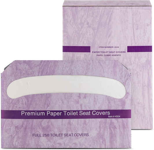 EZbrnd Premium Half-Fold Disposable Toilet Seat Covers, Flushable Paper Cover for Bathtoom, White, 250 sheets x 4 pk