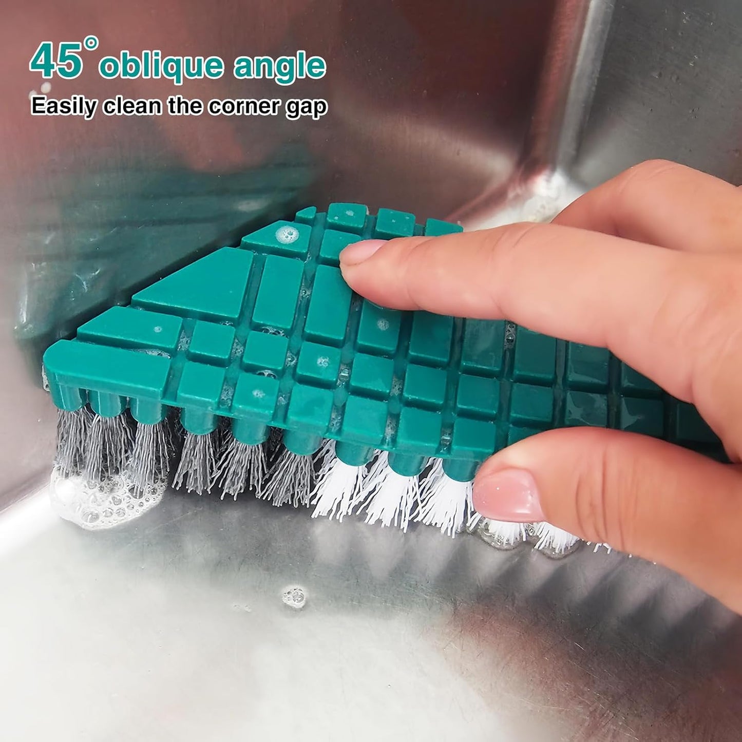 Crevice Cleaning Brush, Hard Bristle Grout Brush Gap Cleaner Tool for Tight Groove Spaces, Kitchen, Bathroom, Sliding Shower Door, Faucets Corners, Tiles, Sink and Windows Track (Green+White)