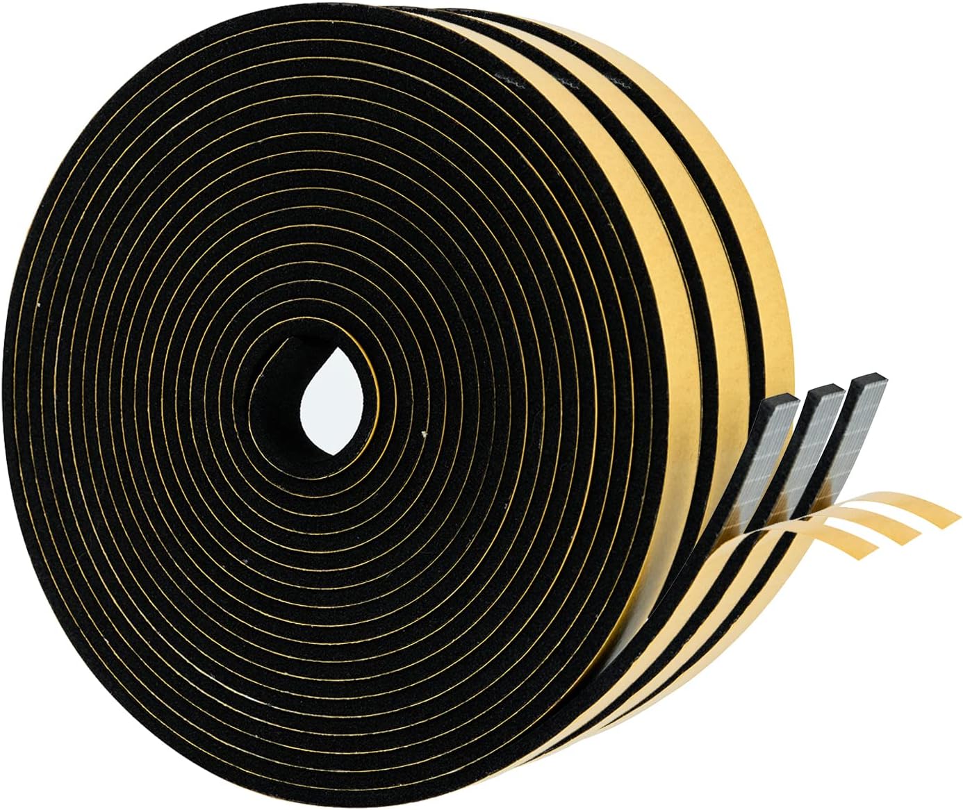 High Density Foam Weather Stripping Door Seal Strip Insulation Tape Roll for Insulating Door Frame, Window, Air Conditioner | Self Adhesive Sealing Weatherstrip (Black, 1/2 in x 1/8 in x 50)