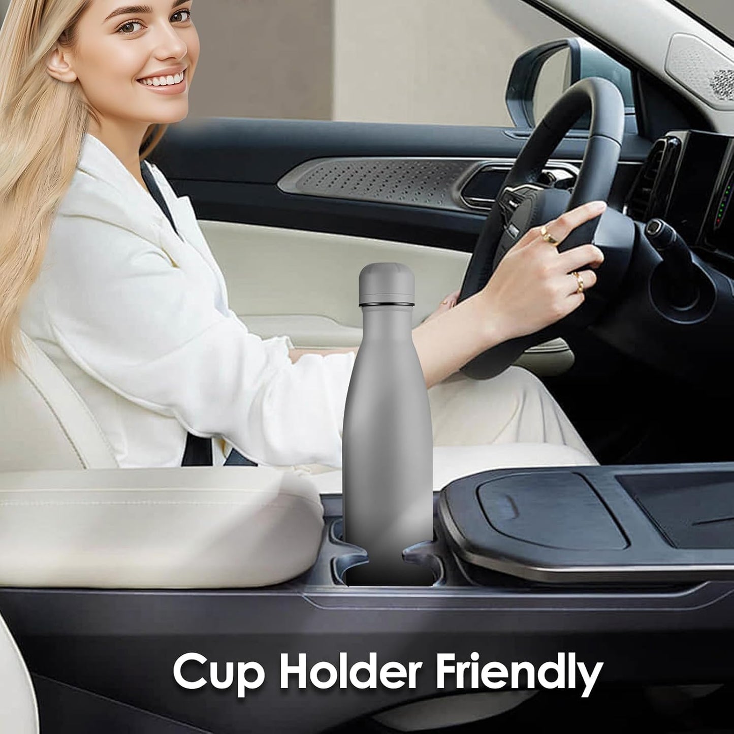 17oz Cola-Bottle Shaped Stainless Steel Leak-proof Water Bottle,Double Wall Vacuum Insulated Metal,Travel Mug For Sports Indoors & Outdoors,BPA-Free School Kids Flasks,Gray(12Pack)