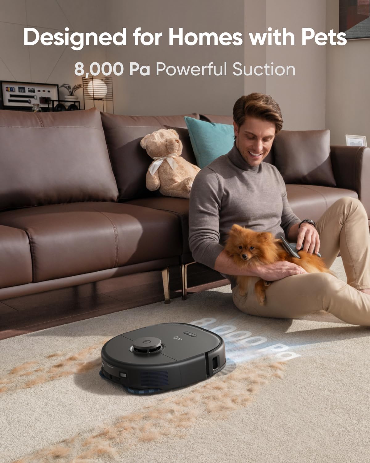 eufy X10 Pro Omni Robot Vacuum and Mop Combo, 8,000 Pa Suction, Dual Mops with 12 mm Auto-Lift and Carpet Detection + Official Floor Cleaning Solutions (2 Bottles)