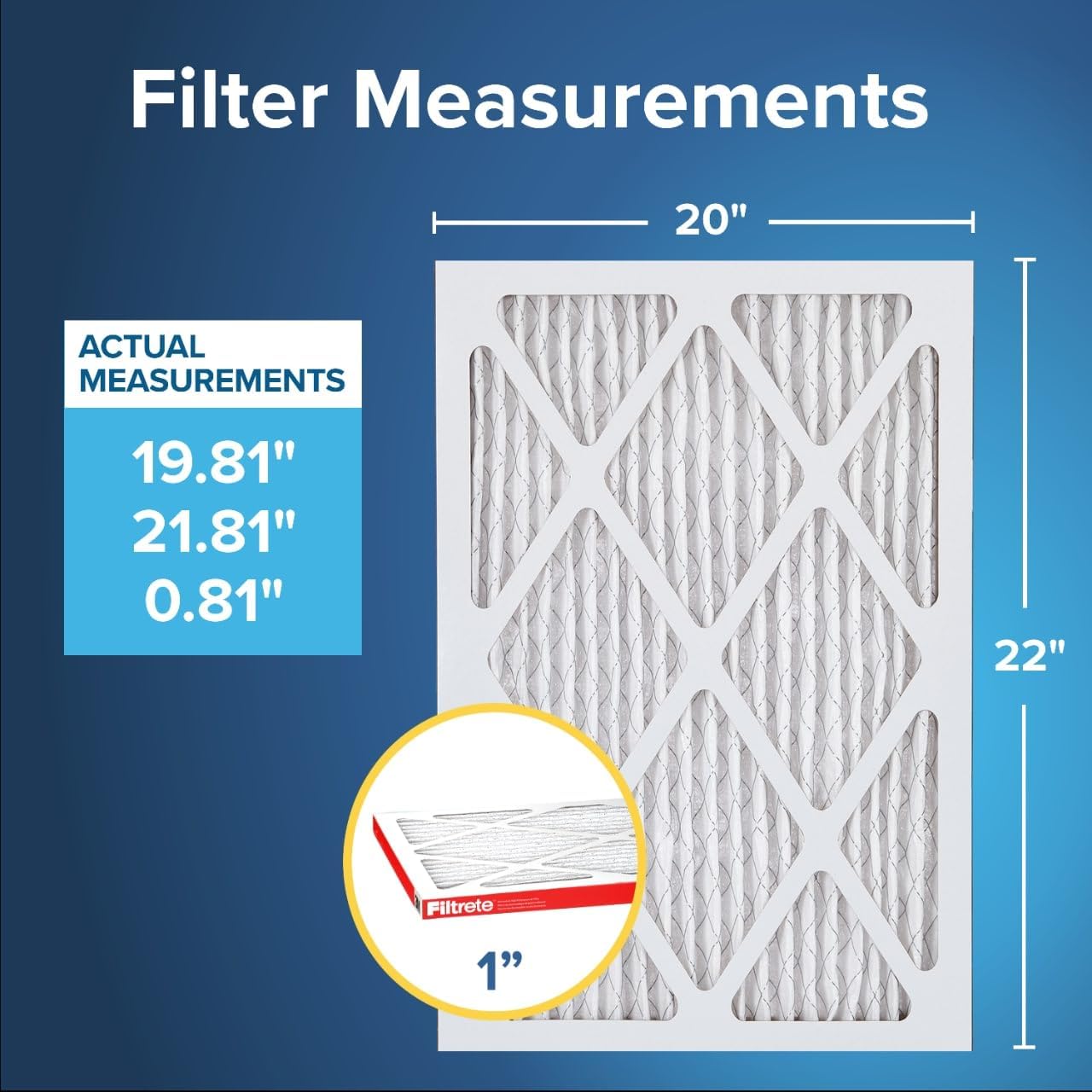 Filtrete 20x22x1 AC Furnace Air Filter, MERV 11, MPR 1000, Micro Allergen Defense, 3-Month Pleated 1-Inch Electrostatic Air Cleaning Filter, 4 Pack (Actual Size 19.81 x 21.81 x 0.81 in)