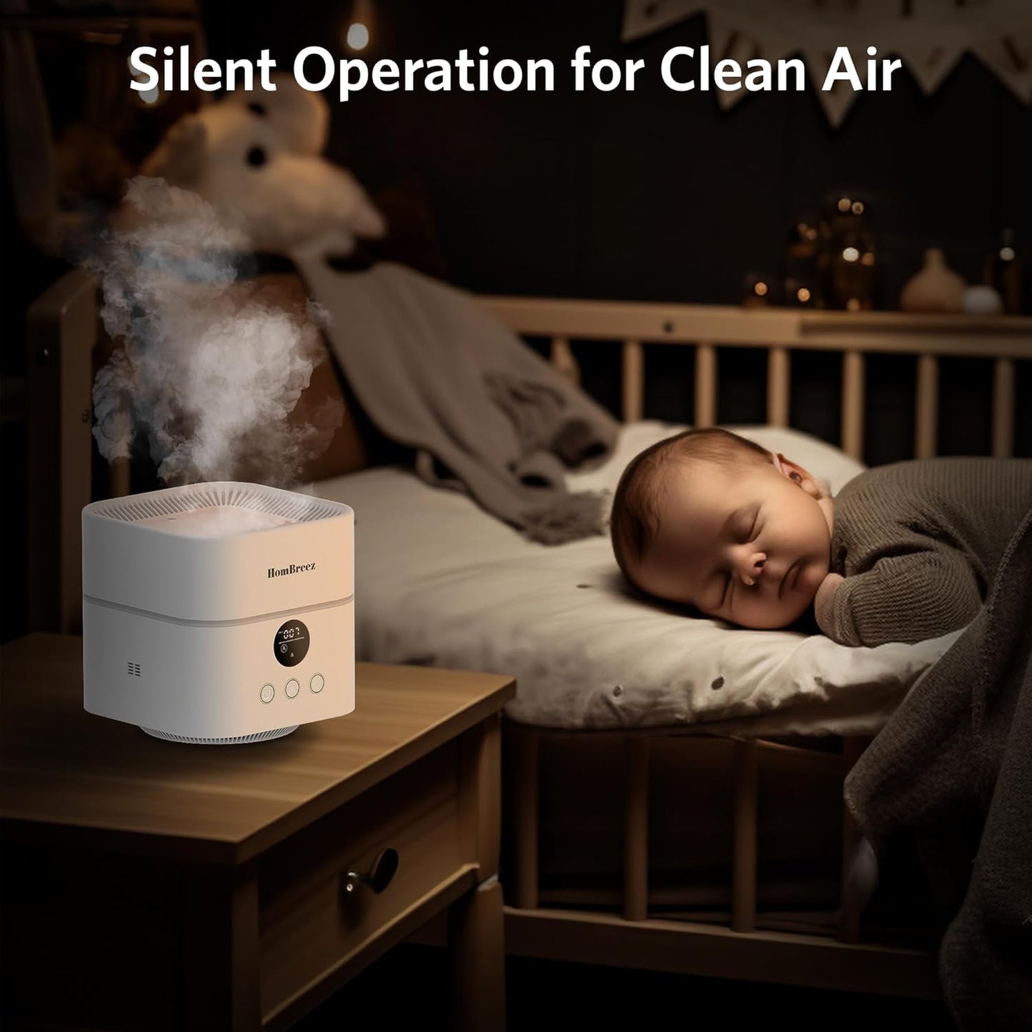 Air Purifier and Humidifier Combo for Bedroom, Covers Up to 200ft², H13 True HEPA Filter, 500ML Water Tank, Quiet Cool Mist Top Fill Essential Oil Diffuser for Baby, Pet Room, APP Control