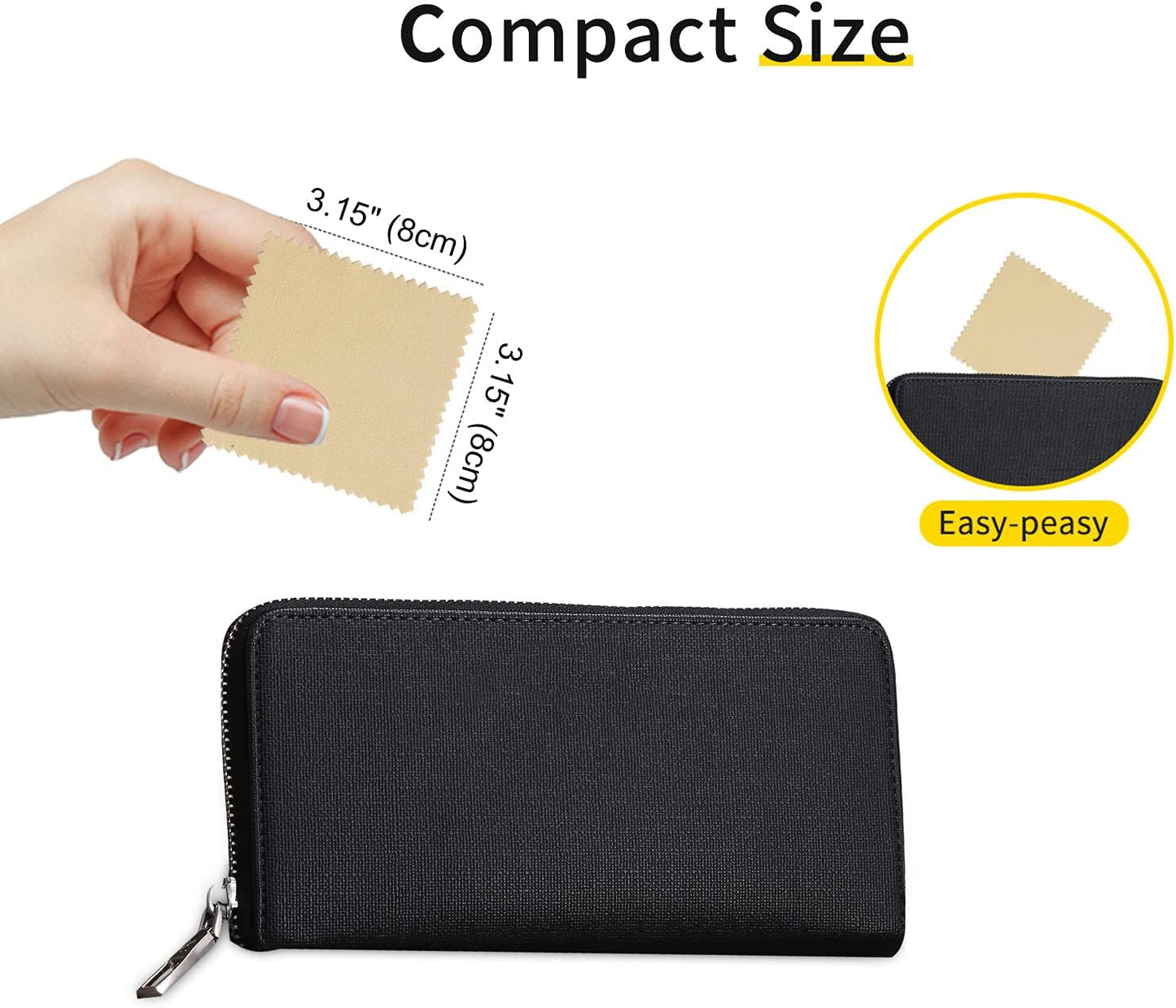 CATIFLIN 100pcs Premium Jewelry Cleaning Cloth, Silver Polishing Cloth Individually Wrapped, for Sterling Silver, Gold, Brass, Silverware, Coin, Ring, Watch and More (Yellow, 3.15" x 3.15")