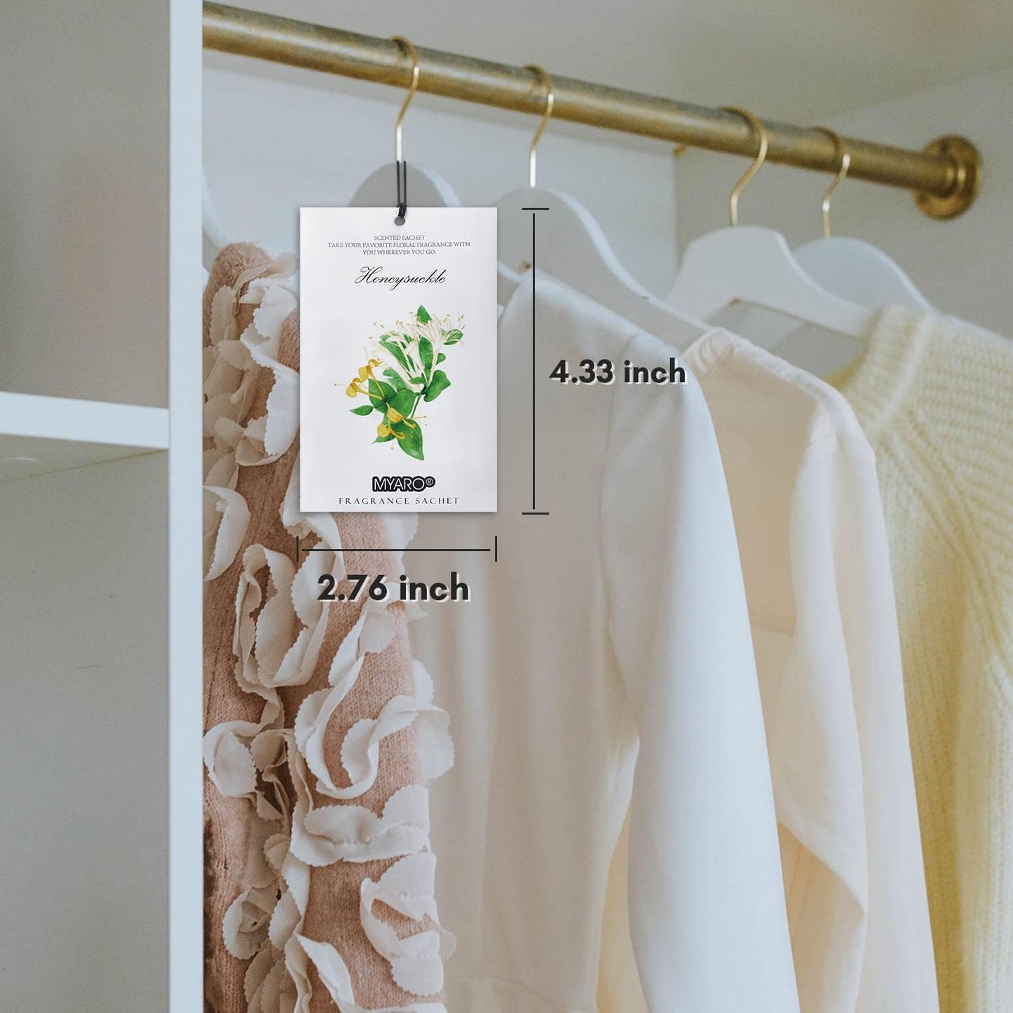 MYARO 12 Packs Honeysuckle Scented Sachets for Drawer and Closet, Long-Lasting Sachets Bags Air Freshener, Fresh Scents Potpourri Bags Home Fragrance for Lover