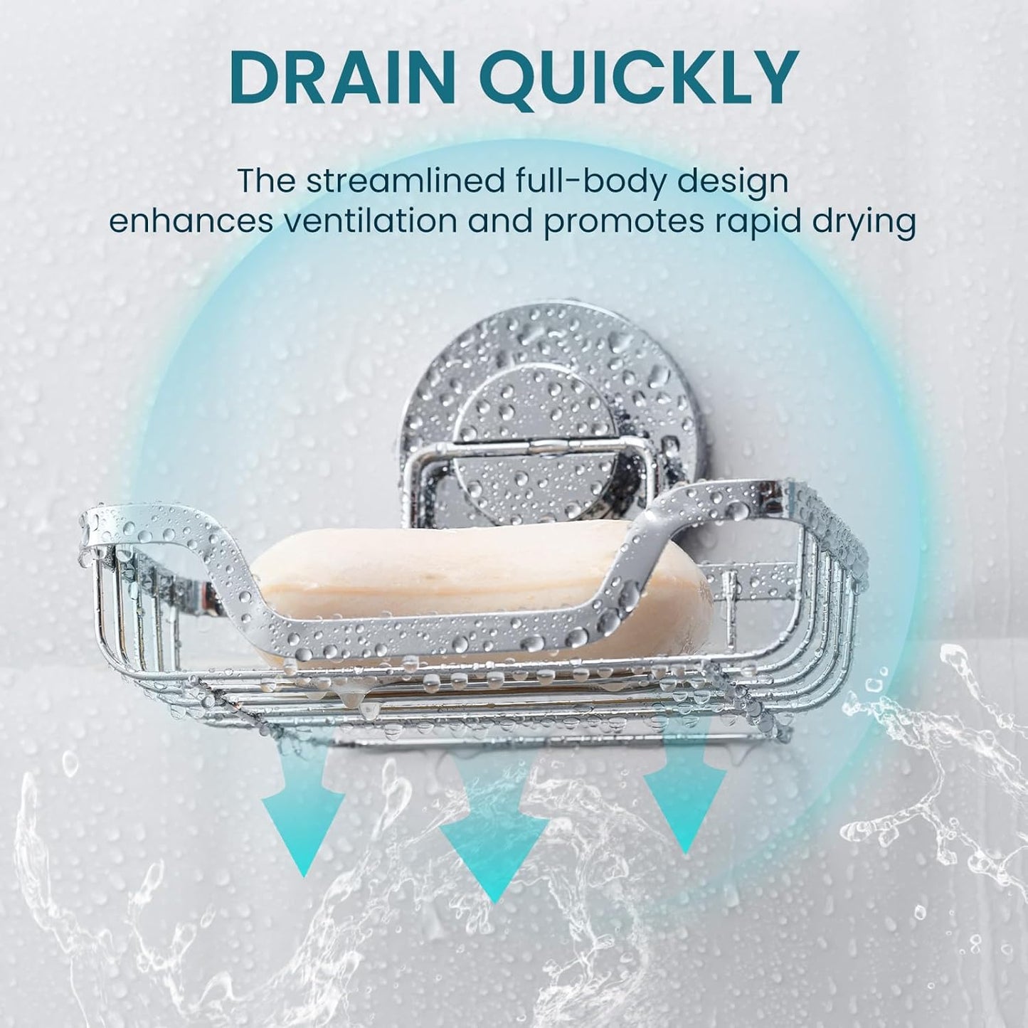 TAILI Soap Holder Bar Dish Suction Cup, Bar Shampoo Rack for Shower Wall, Draining Soap Saver Tray for Bathroom, Rustproof Stainless Steel Sponge Holder for Tub, Kitchen, Drill-Free, Silver