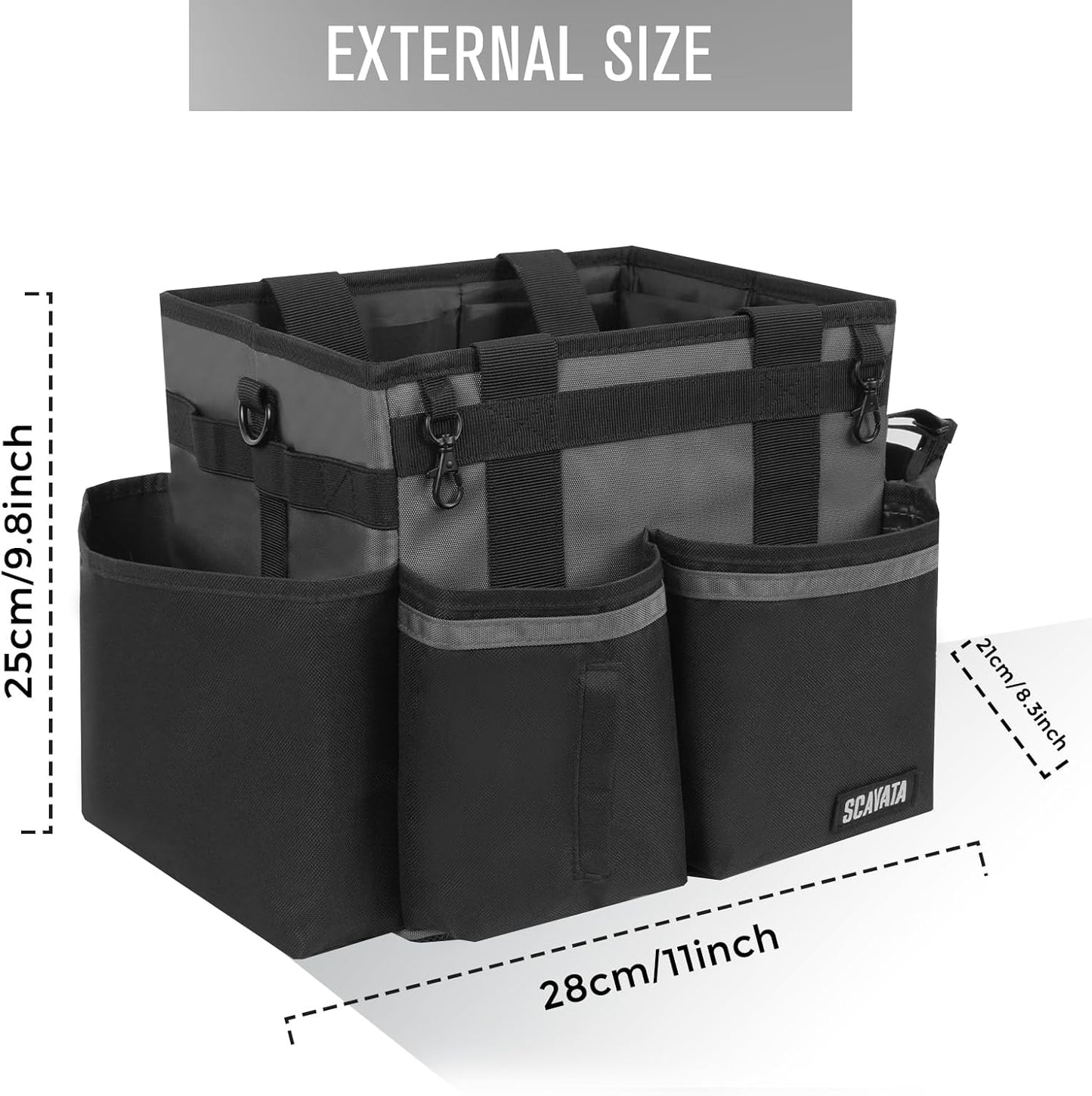 Compact Wearable Cleaning Caddy, Small Cleaning Caddy Supplies Organizer with Handle & Shoulder Straps for Housekeepers, Under Sink & Car Cleaning Tool Organizers Bag (DarkGrey)