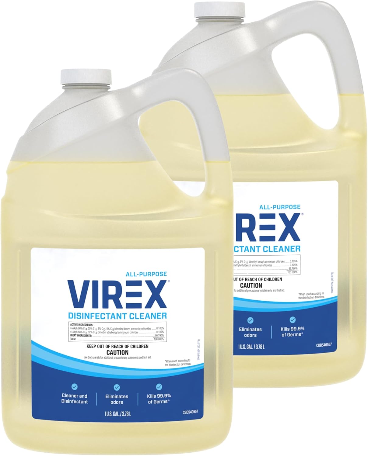 VIREX CBD540557 All Purpose Disinfectant Cleaner - Kills 99.9% of Germs and Eliminates Odors, Ready-to-Use Liquid Refill, Lemon Scent, 1-Gallon (Pack of 2)