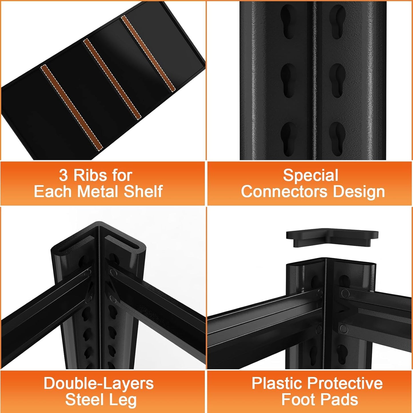 84“H Garage Shelving Heavy Duty Storage Shelves 3000 LBS Adjustable 5 Tier Metal Shelving Uints and Storage for Garage, Warehouse, Commercial, 48" W x 24" D x 84" H, 2 Packs