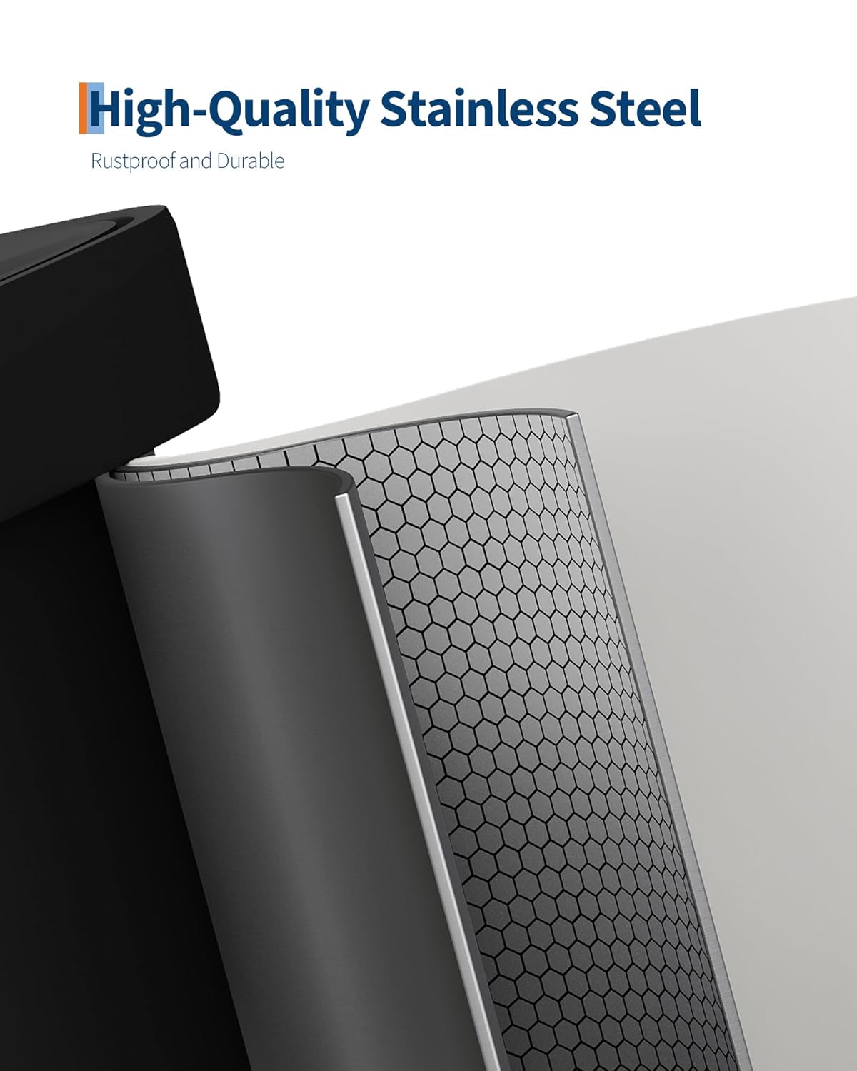 Garvee 13 Gallon / 50 Liter Metal Trash Can with Lid, Large Garbage Can for Kitchen, Rustproof Step-on Kitchen Metal Trash Bin with Liner Rim, Rear Handle, Soft Close Plastic Lid, White