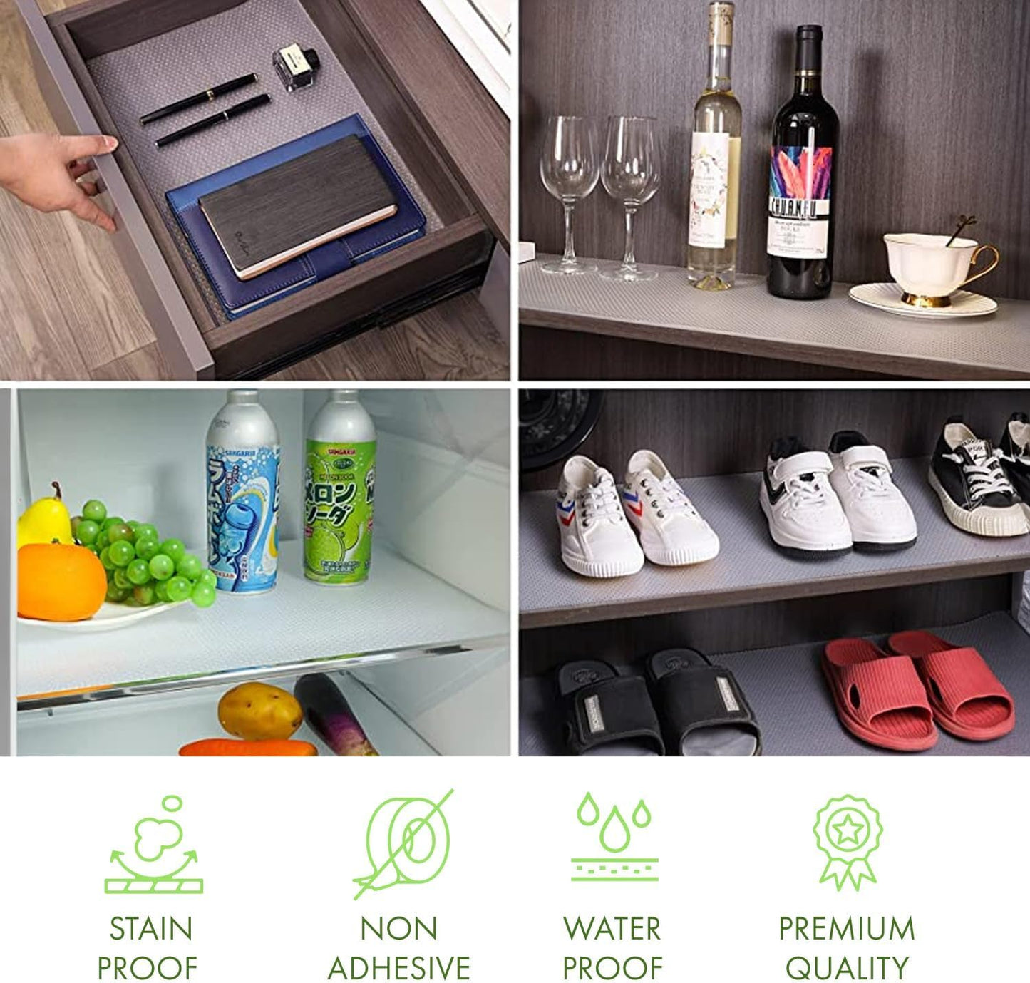 EVALAND 19.6" x 33 FT Non-Slip Shelf Liner, Non-Adhesive, BPA-Free, Waterproof Pantry Liner for Shelves, Easy to Cut, Oil-Proof Shelf Liners for Kitchen, Cabinets, Drawers, Refrigerator, Clear