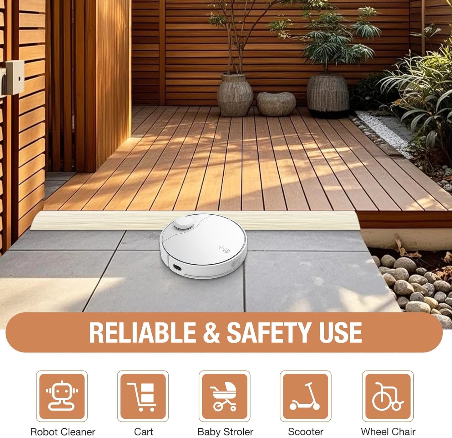 Floor Transition Strip Self Adhesive Vinyl Door Threshold for Doorways Carpet Edging Trim Overlap Edge Reducer for Laminate Floor, Carpet, Tile (Beige Wood Grain, 3/5" to 4/5", 10Ft)