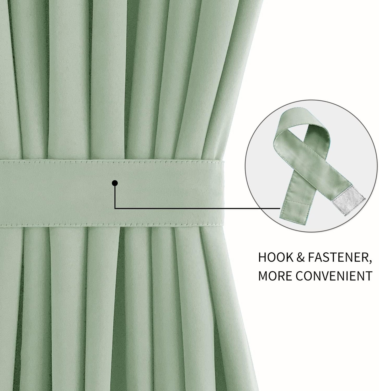 DWCN French Door Curtains – Rod Pocket Thermal Blackout Curtain for Doors with Glass Window, Kitchen and Patio Doors for Privacy, 54 X 40 Inches Long, 1 Curtain Panel with Tieback,Bean Green