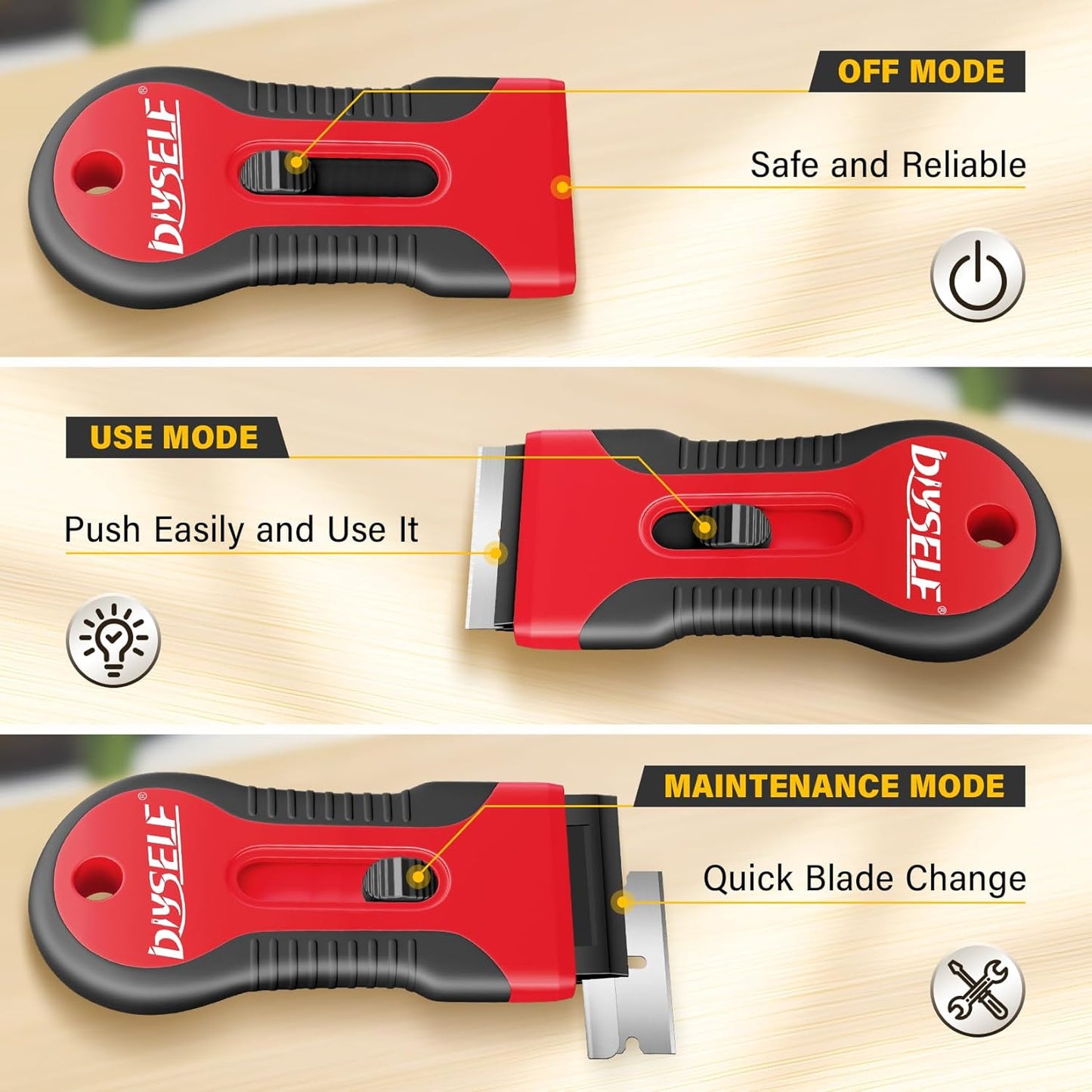 DIYSELF 2 Pack Razor Blade Scraper, Extra 10 PCS Mental Razor Blades Refills, High-Efficiency Razor Scraper, Razor Blade Scraper Tool for Cleaning, Durable Glass Scraper for Cooktop, Kitchen, Oven