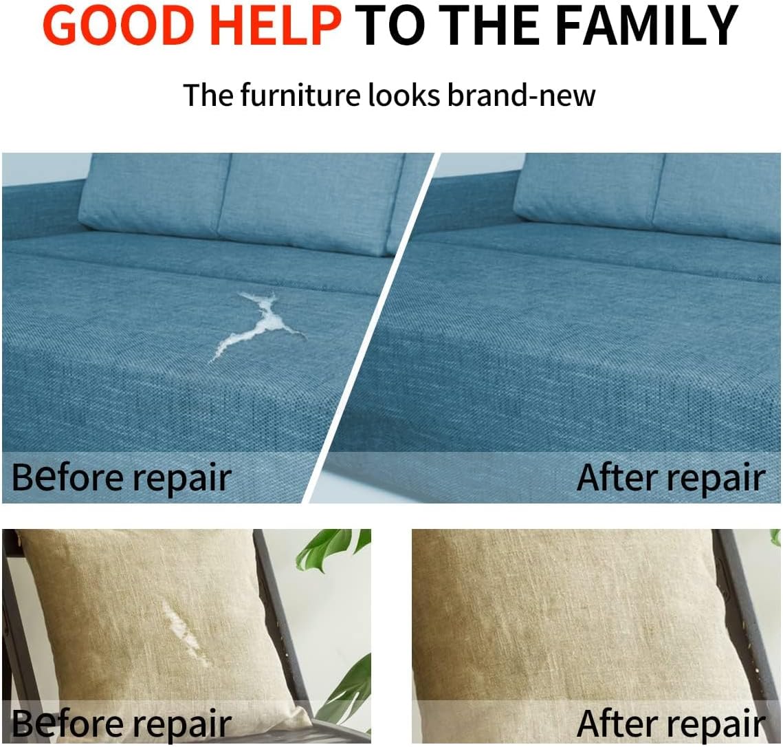 Fabric Repair Patches, 17X79 Inch Linen Repair Tape Self-Adhesive Fabric Patches Durable, DIY Large Linen Tape for Sofa, Couches, Furniture, Chair, Clothing （17X79 Inch, Dark Grey）