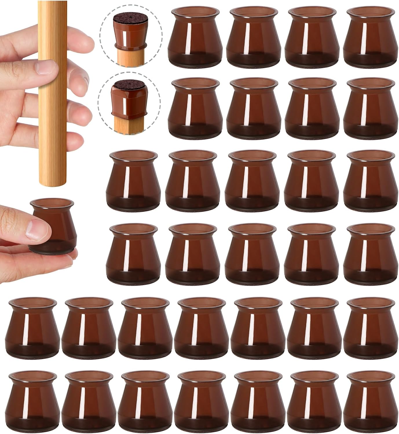 32 Pcs Chair Leg Protectors for Hardwood Floors, Silicone Felt Furniture Leg Cover Pad for Protecting Floors from Scratches and Noise, Smooth Moving, Small(Fit Round Diameter：5/16" to 1-5/16")