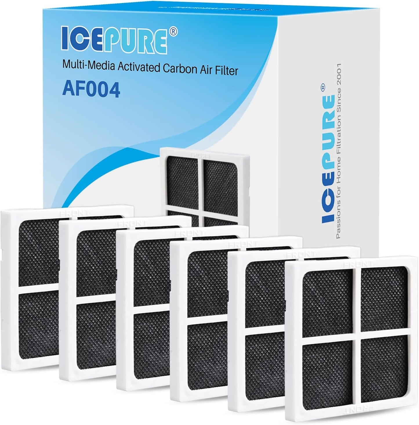 ICEPURE AF004 Refrigerator Air Filter Replacement for LG LT120F, Kenmore Elite 469918, ADQ73214402, ADQ73214404, 6PACK