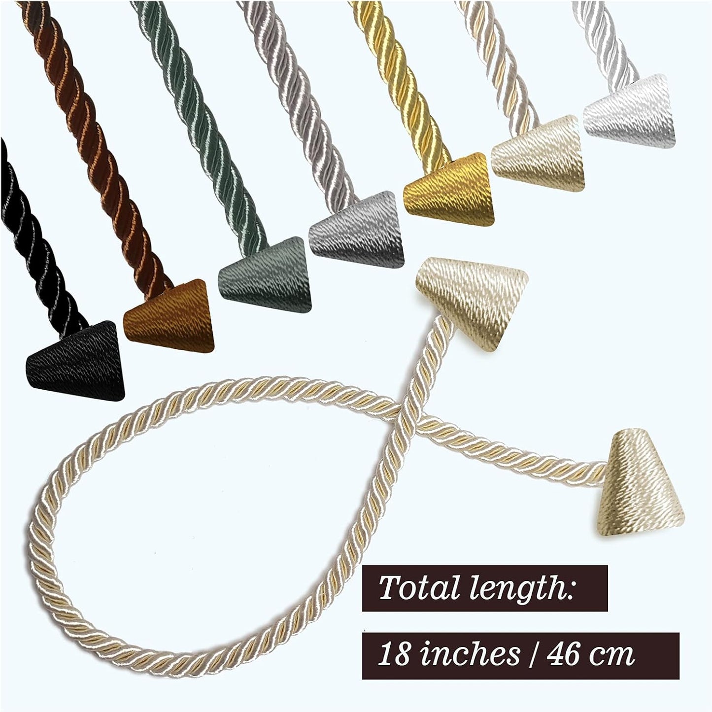 Hion Magnetic Curtain Tiebacks Grey 2pcs, Curtain Tiebacks Buckles Holdbacks Holders Hooks Clip for Home Bedroom Office Decorative Curtain