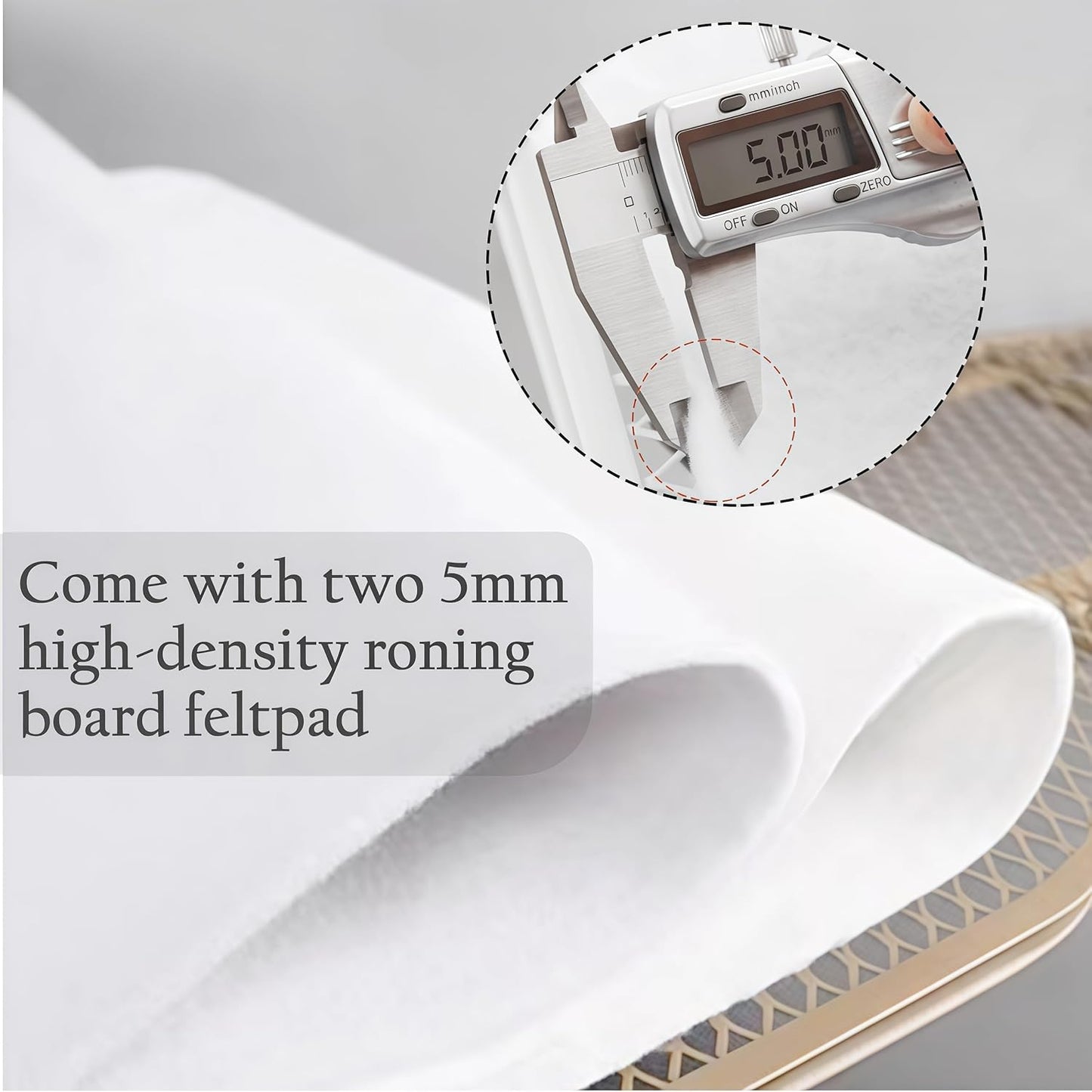 Ironing Board Cover with Two 5MM Thick Feltpads,15"x48"Heat Resistant Replacement Ironing Board Cover and Pad,Fits Standard Ironing Boards,Durability and Easy to Install