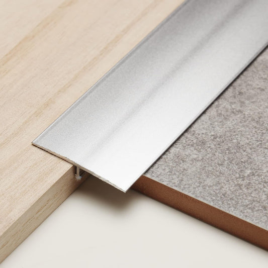 3Pcs Aluminum T Molding Trim & Floor Transition Strips, Flat Divider Strip for Door Threshold and Joining Flooring Gaps of Laminate Planks Tile (2.9Ft x 1.6In, Matte Silver)