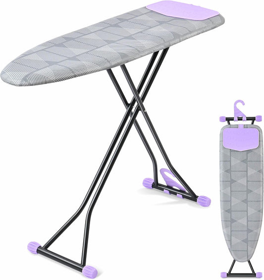 APEXCHASER Ironing Board with Iron Rest, Compact and Space Saver Iron Board, Extra Thick Cover, Height Adjustable, Wall Mount & Closet Hanger 13x43 Grey