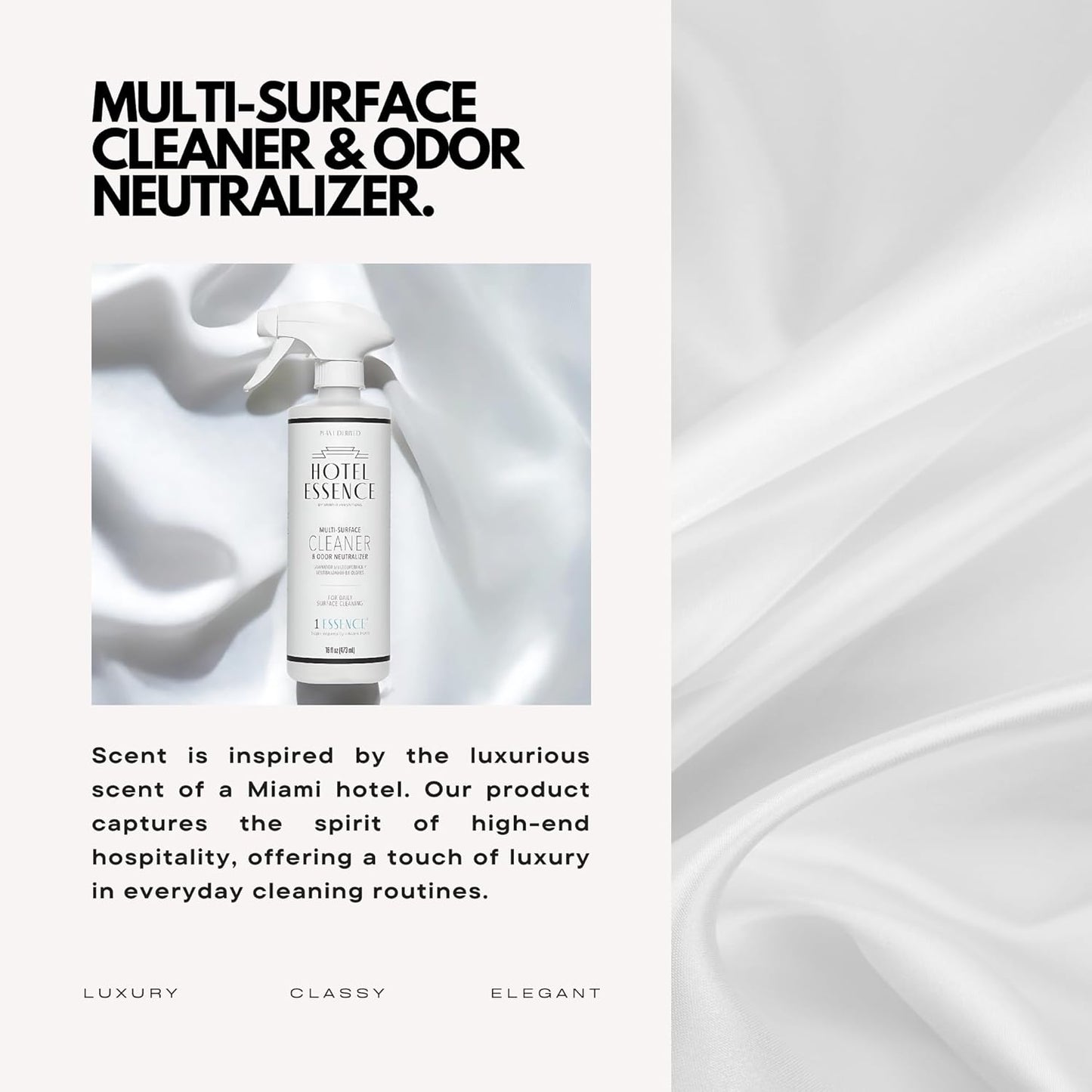 Hotel Essence Cleaner: Plant-Based Multi-Surface Cleaner & Odor Neutralizer, 16 oz, Leather, Cardamom, Lemon, Sandalwood, Cedarwood, Cinnamon, Vetiver, Amber, Musk, Iris, 16 Fl Oz (3)