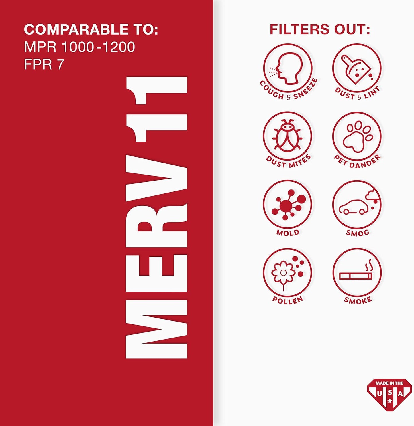 Aerostar Air Filters 19 1/2 x 19 1/2 x 1 MERV 11,Healthier Air For Your Home, 19 1/2" x 19 1/2" x 3/4", Box of 6