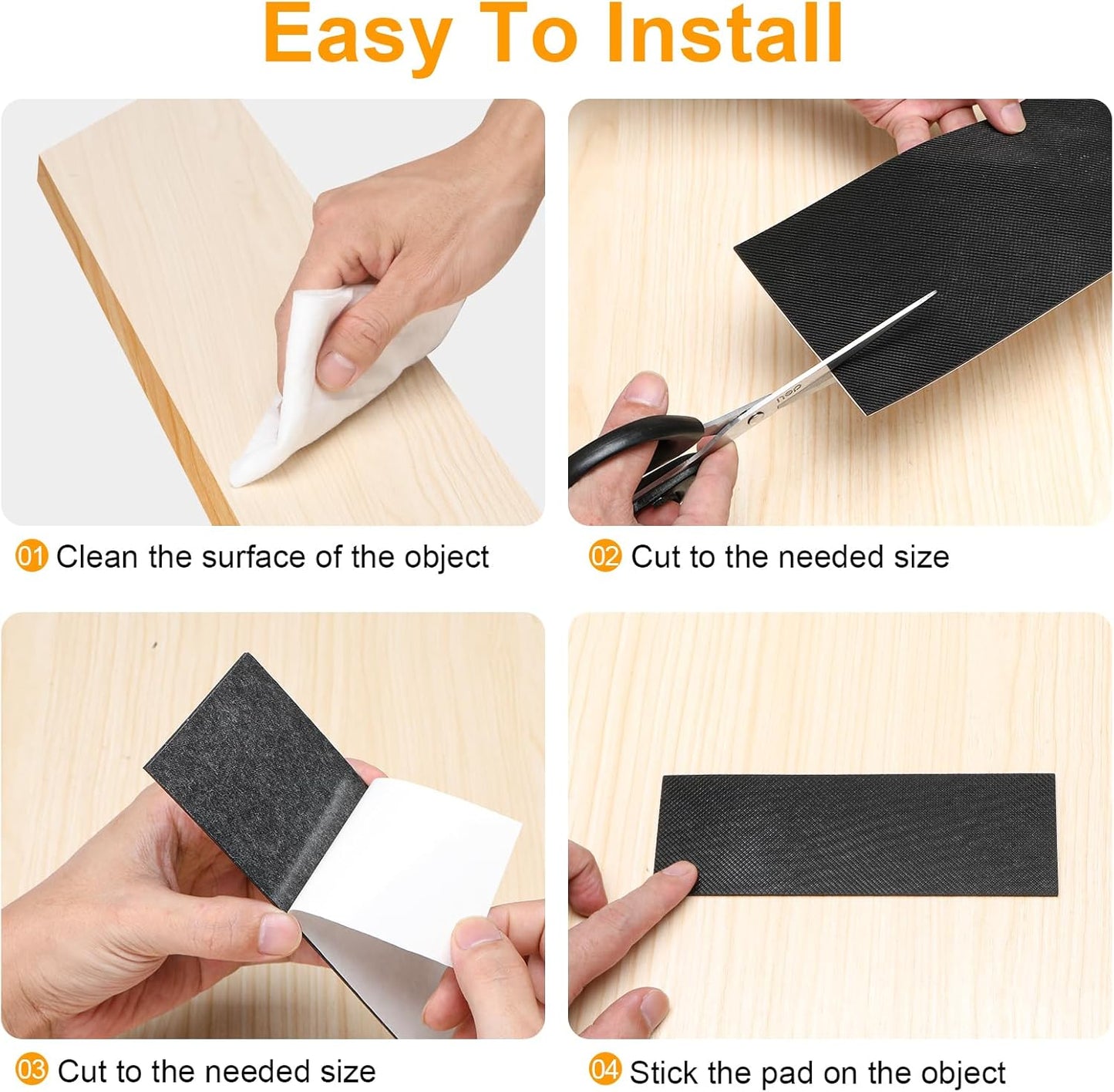 CHUNZEXI Self Adhesive Non Slip Furniture Pads 4”x40” Rubber Floor Protectors, Cuttable Anti Skid Grippers for Hardwood Floors, Scratch and Slide Protection