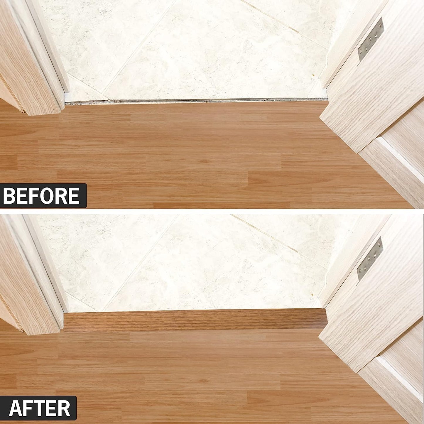 20Ft Floor Transition Strip Self Adhesive Vinyl Cover Floor Strip Flat Divider Transition Strip Wood Grain Design for Laminate Floor Gaps and Doorway Transitions (20Ft x 2 Inch, Light Brown)