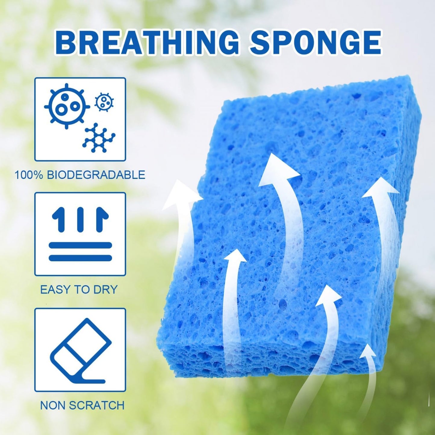 YoleShy 48 Pack Sponges Kitchen Natural Compressed Cellulose Sponges for Dishes Non Scratch for Household Cookware Bathroom Cars Soft Super Absorbent Reusable, Blue and Yellow