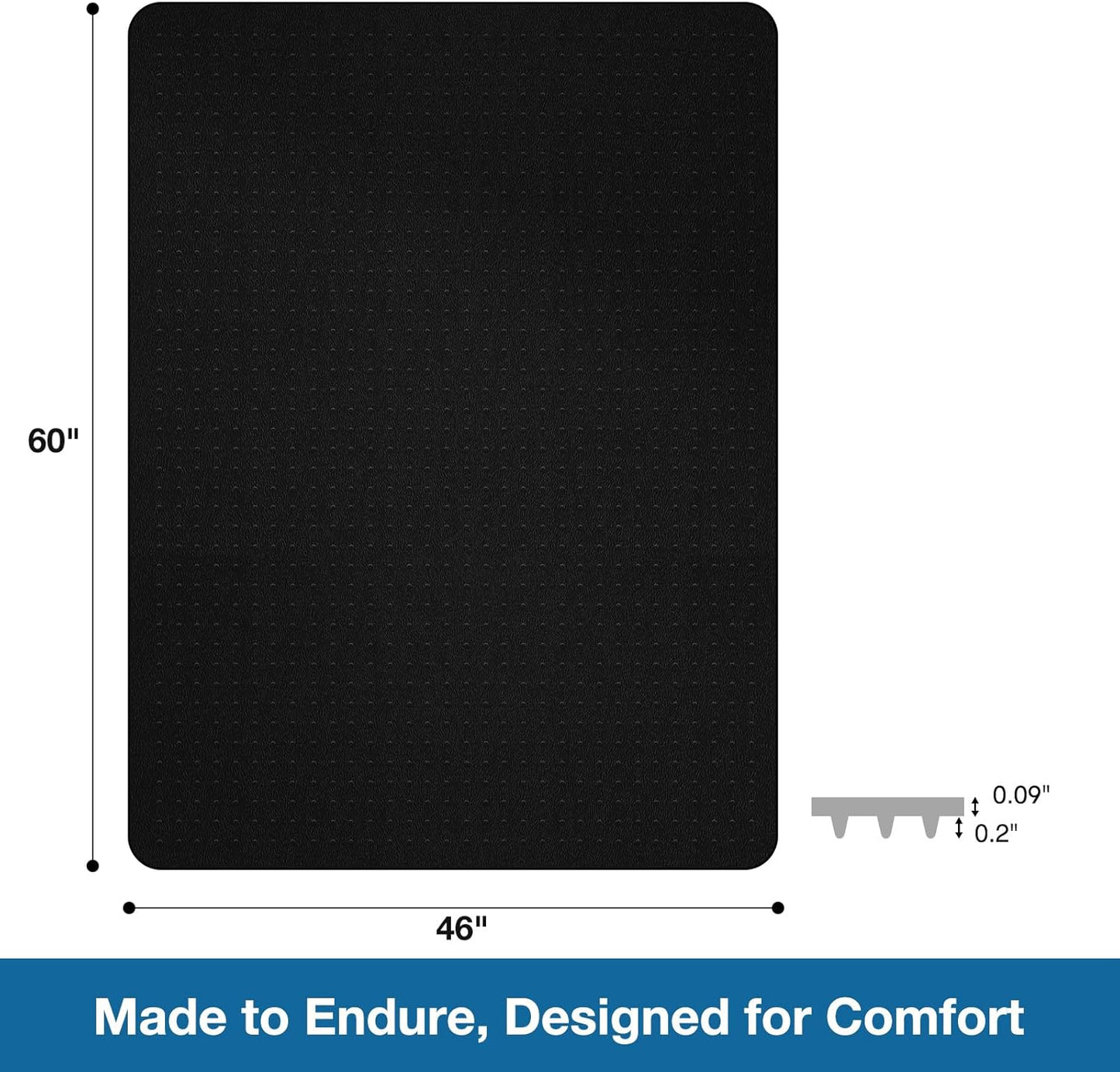 Chair Mat for Carpet, 46" x 60" Desk Chair Mat for Carpeted Floors, Non-Slip Office Vinyl Mat for Carpet with Studded, Easy Glide Heavy Duty Floor Protector Mat for Home Office, Black